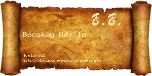 Bocskay Béla névjegykártya